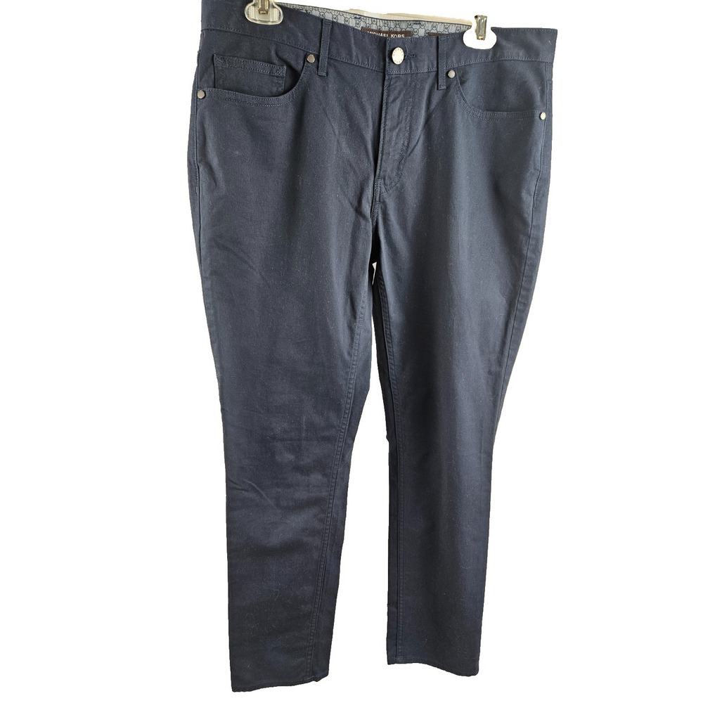 Michael Kors Men's Navy Stretch Chino Pants Flat Front Tailored Fit Size 32X32